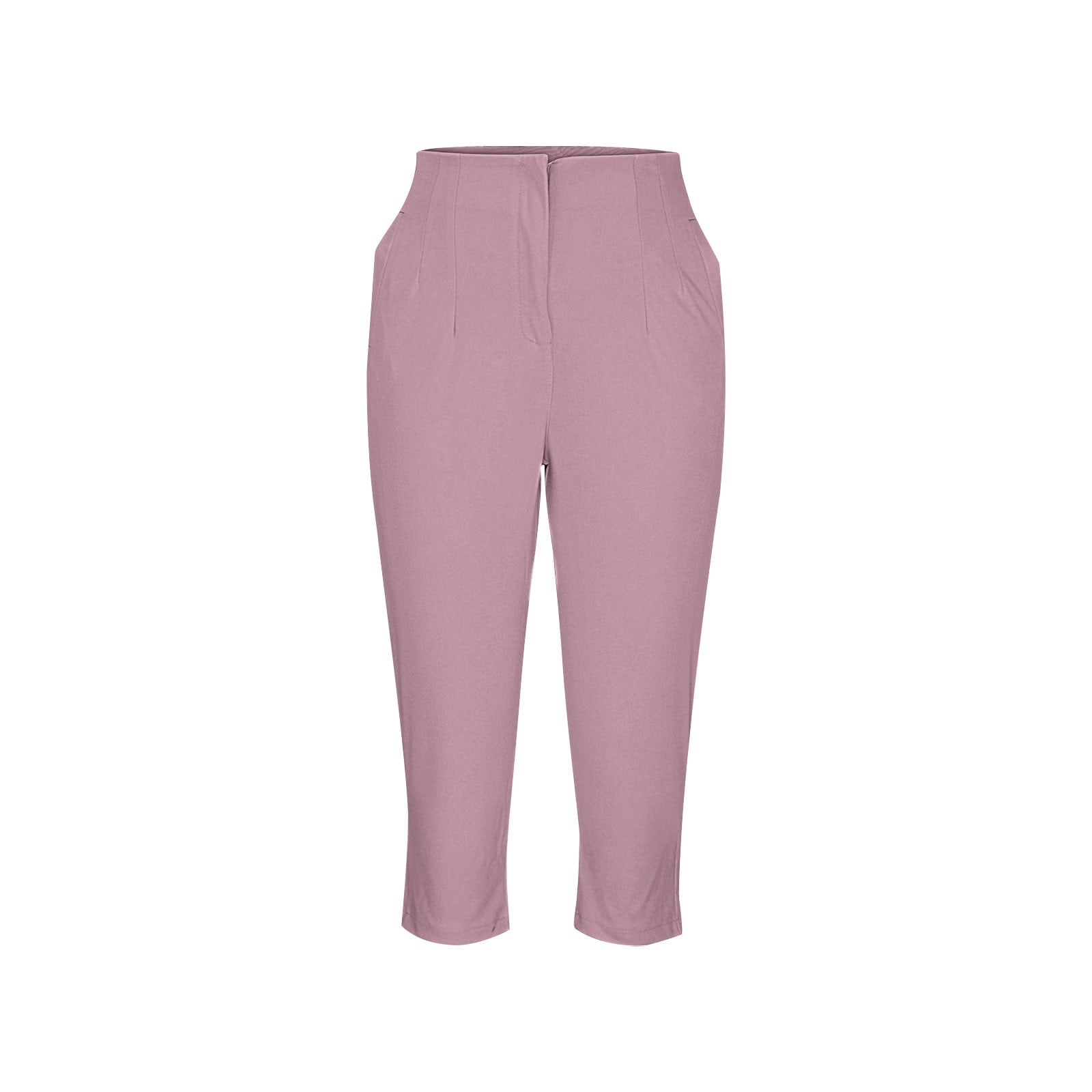 Cropped Trousers Women Soft Cotton Stretch Capri Cropped 3/4 Elasticated Cropped  Trousers Women Pants Pink XXXL - Walmart.com