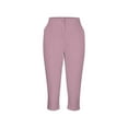 thumbnail image 4 of Stamzod Work Pants Women Clothing Summer Solid Color Slim Fitting Cropped Pants with Pocket Casual Oversized High Waistd Capri Pants for Women Pink XL, 4 of 6