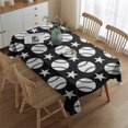 thumbnail image 2 of Black White Baseball Stars Pattern Rectangle Tablecloth 60"x84",Waterproof Polyester Rectangle Table Cloth, Wipeable Spillproof Polyester Tablecloth for Dining, Camping, Indoor and Outdoor, 2 of 5