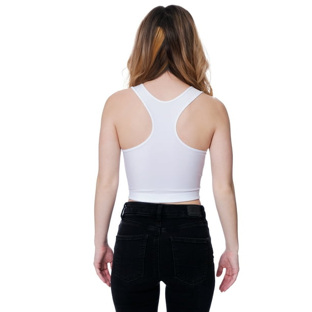 Underworks Womens Firm Compression Racerback Crop Top Chest Binder and  Minimizer - White - X-large 