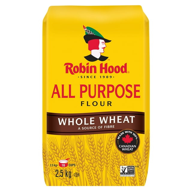 Robin Hood Whole Wheat All Purpose Flour, Made with 100% Canadian Wheat, 2.5kg