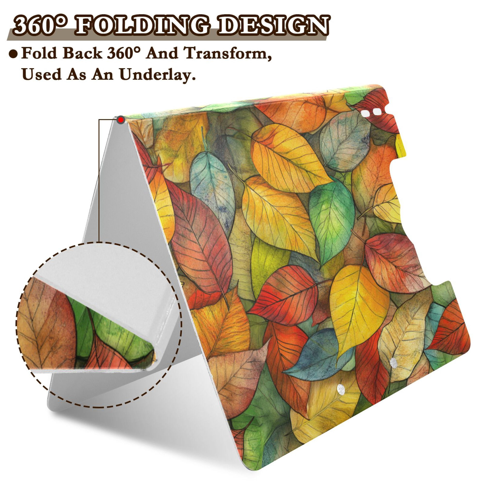 FORMRS A4 Clipboard Folder with Pen Holder Horizontal Foldable School Office Binder, Retro Autumn Leaves