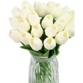 thumbnail image 1 of Tulipanes 24 piezas de tulipanes artificiales para decoración, color crema, tulipanes falsos, arreglos florales, decoración de tulipanes artificiales (blanco roto), 1 of 5