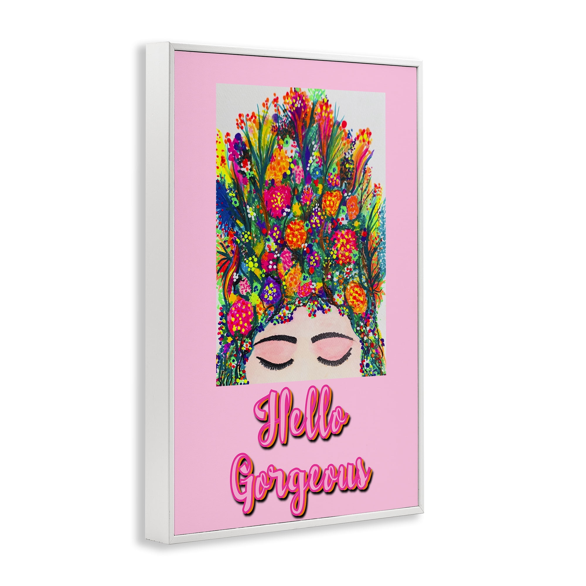 Stupell Industries Hello Gorgeous Floral Woman White Framed Giclee Art, design by Pooja Dave
