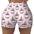 thumbnail image 2 of Balery Cute Cupcake Pantalones cortos de entrenamiento estampados para mujer, sin costuras, ajustados, para gimnasio, yoga, correr, deportes, ejercicio activo, fitness.-XX-Large, 2 of 8