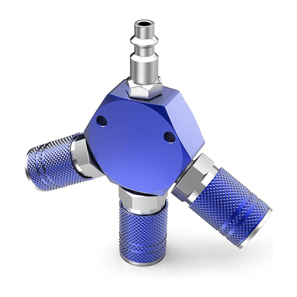 3Way 1/4 Inch NPT Aluminum Hex Style Air Manifold with 3Pieces Steel