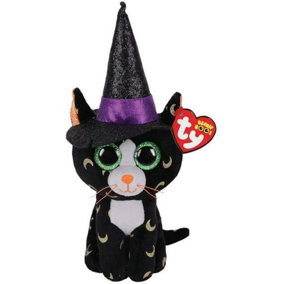 Ty Beanie Boos - PANDORA Black Cat 6" Plush (Glittery Eyes)(BONUS 1 FUN CHOPS & 1 TY CARD)