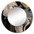 thumbnail image 2 of Designart "Mystic Gold & Noir Fusion II" Abstract Shapes Gold Large Round Mirror - Round Mirror Wall Décor - Glam Round Printed Mirror 23" x 23" Inch, 2 of 5