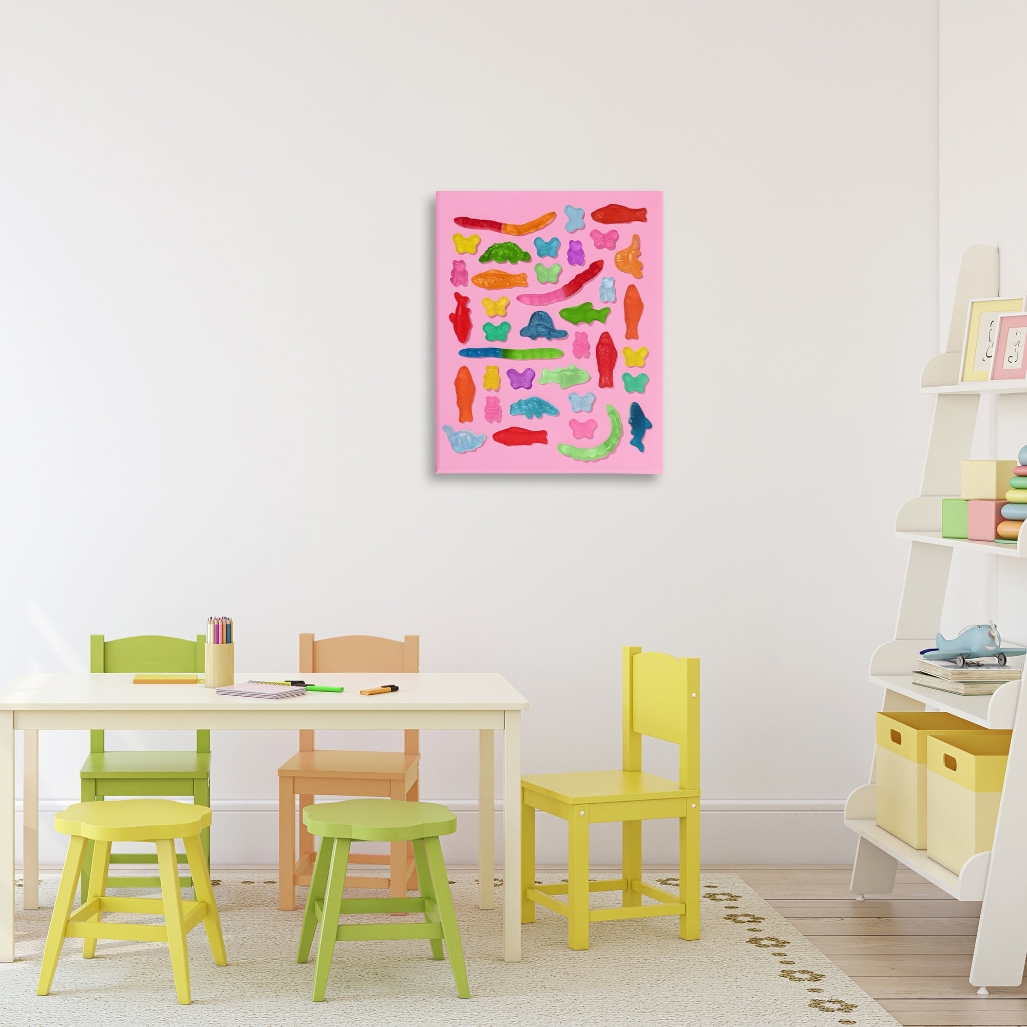 Stupell Industries Pink Gummy Animal Collage Canvas Wall Art, design by LISH Creative