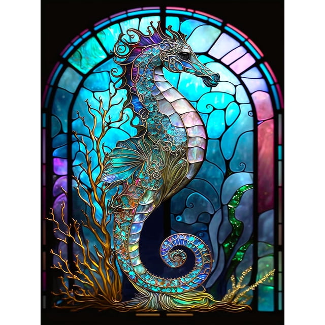 (B6563) Pintura Cristal Vida Marina Con Diamantes Serie Animal Resina 30*40CM