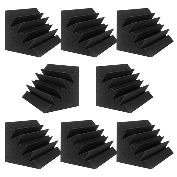 JBER 8 Pack Acoustic Foam Bass Trap Studio Foam 12" X 7" X 7" Soundproof Padding Wall Panels Corner Block Finish for Studios Home