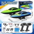 thumbnail image 3 of 2 Pack RC Boats with 7-Mode Colorful LED Lights, 10" Remote Control Boats, 15KM/H High Speed, 2.4GHz Remote, 3 Speed Modes, 4 Batteries, Pool & Lake Racing Gifts for Kids & Adults, 3 of 8