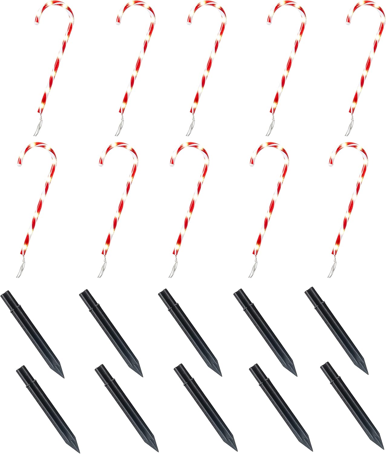 Joyfy 12 Pcs Christmas Candy Cane Lights Outdoor Pathway Lights Christmas Decorations Outdoor,17" Light Up Candy Canes Outdoor Xmas Lights for Outside Porch Yard