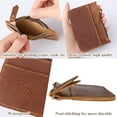 thumbnail image 6 of 111 * 80mm Rectangle Leather Credit Card Wallets Saddle Brown Coin Purse Zipper Pouch Crazy Horse Change Holder Small Zipper Pouch, 6 of 9