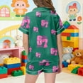 thumbnail image 6 of Kids Girls 67 Pajama Button Short Sleeve Shorts Two Piece Silk Sleepwear Children Valentine's Day Nightwear Outfit for Kids Cozy Loungewear, 6 of 6
