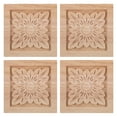 thumbnail image 1 of 4Pcs Carving Applique Simple and Stylish Design for Bed Headboard Pine Wood 8.00X8.00X0.80Cm, 1 of 9