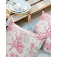 thumbnail image 3 of Outdoor Waterproof Pillow Covers Pack of 2, Pink Coastal Starfish Shell Coral Seahorse Ocean Vintage Decorative Throw Pillowcases Cushion Covers for Garden Patio Tent Sofa Couch, 20x20 inch, 3 of 8