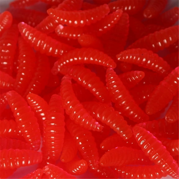 KUFptva 50Pcs Bread Maggots Soft Fishing Lures Artificial Maggots Soft Lures Fishing Baits Earthworms Baits for Freshwater Fishi