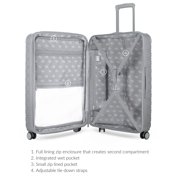 iFLY Fibertech 3.0 Matte Expandable Hardside Spinner 2-Piece Luggage Set, 20 Carry-On & 28 Checked Suitcase, Ash Gray