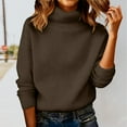 thumbnail image 2 of Comdrip Chandails Confortables pour Femmes Chandails Surdimensionnés Confortables en Tricot Col Rond Automne Chandail Tendance Tenues d'Automne Chandail Col Roulé Femmes, Café TG, 2 of 5
