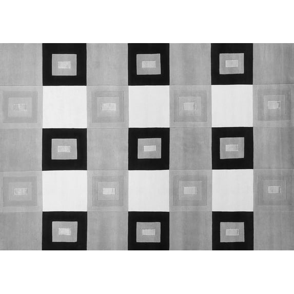 Ahgly Company Indoor Rectangle Checkered Gray Modern Area Rugs, 8' x 12'
