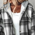 thumbnail image 7 of Otntypg Flannel Plaid Hoodies for Women Fall Winter Casual Long Sleeve Button up Sherpa Fleece Lined Drawstring Hooded Outwear Coat Trendy 2025 Thick Warm Shacket Jackets D-Gray XXL, 7 of 7
