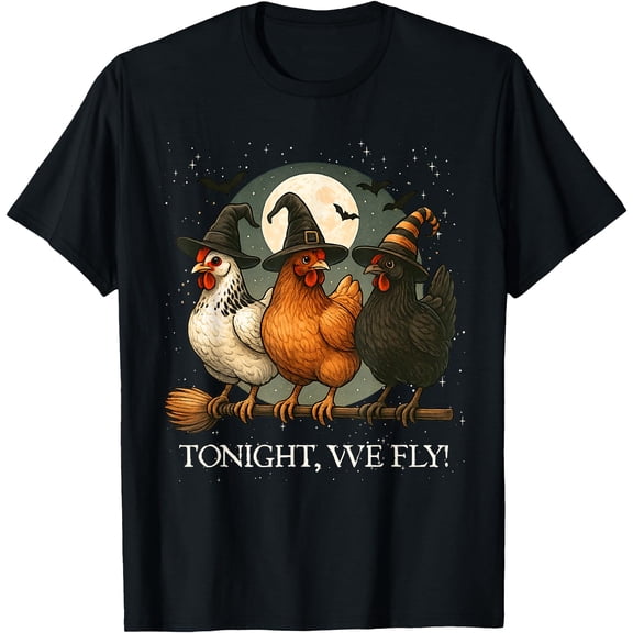 Tonight We Fly Funny Chicken Spooky Season Farm Halloween T-Shirt , Vintage T-Shirt