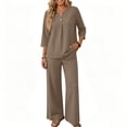 thumbnail image 5 of HAJWOH Two Piece Sets for Women 3/4 Length Sleeve Lounge Sets Vacation Travel Outfits Fashion Clothing, 5 of 5