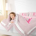 thumbnail image 3 of spefrowx Coquette Style Letter K Bow Print Queen Comforter Set, Vintage Princess Ribbon Comforter Sets Queen, Pink Reversible, 3-Piece, 1 Comforter and 2 Pillowcases, 3 of 6