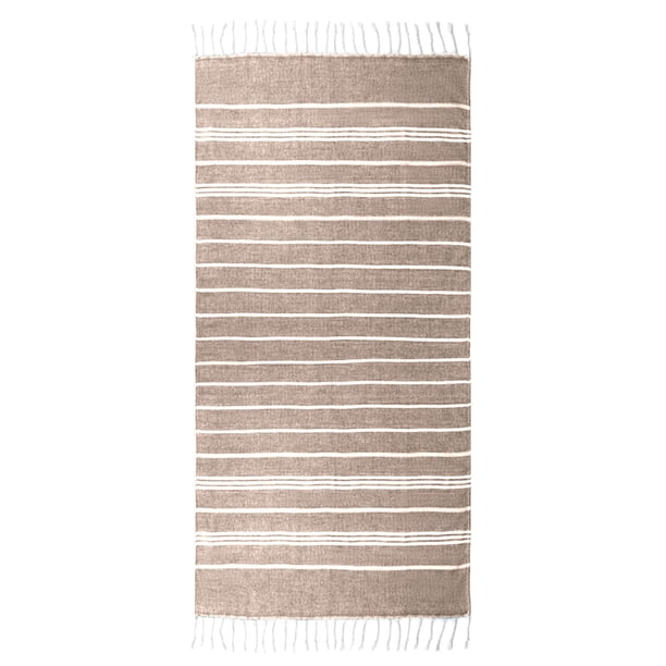 Toalla de playa estilo turco: rayas tejidas, material de poliéster. Disfruta de una cómoda playa.