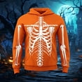 thumbnail image 2 of Rggeeun Mens Halloween Sweatshirt Hoodie Skeleton Graphic Soft Long Sleeve Tops with Pocket Fall Winter Pullover Training Leisure,Orange,S, 2 of 4