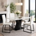 thumbnail image 5 of Ciphrias Dining Chairs Set of 4 Modern Black White PU Leather Padded Iron Legs for Kitchen Room, 5 of 7