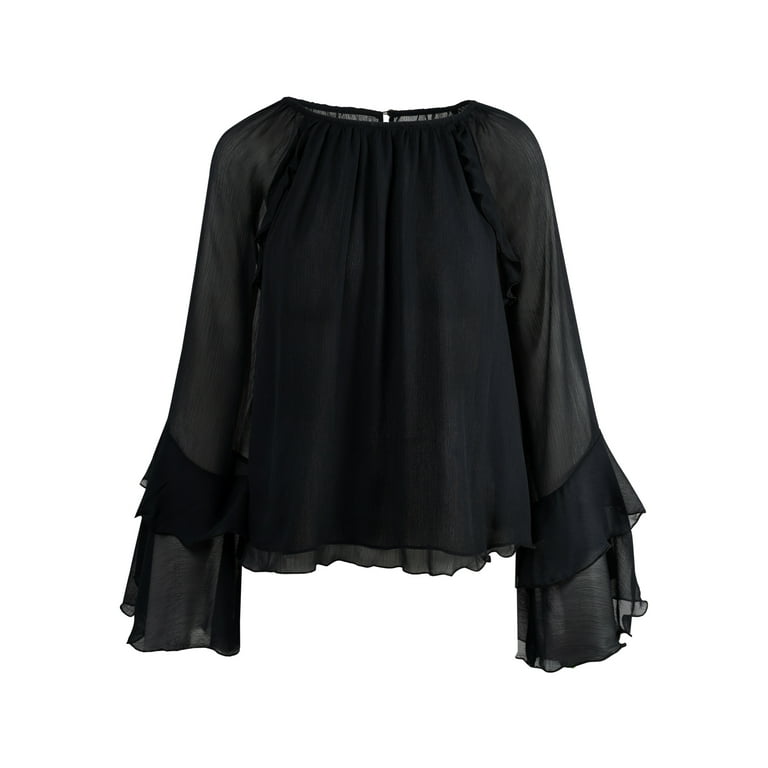 Jessica Simpson Women's Elaine Ruffle Blouse with Long