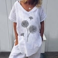 thumbnail image 2 of Pompotops Mode T-shirt à Manches Courtes Imprimé Col Rond Ample pour Femmes, 2 of 6