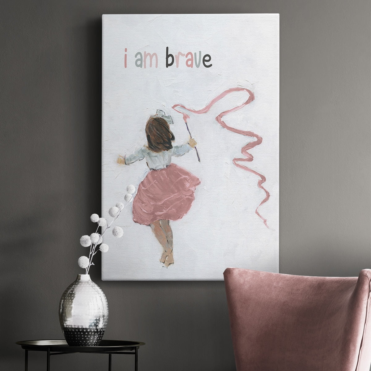 Girl Catching Wind Premium Gallery Wrapped Canvas - Ready to Hang