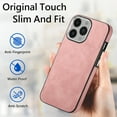thumbnail image 6 of Nalacover Slim Case for iPhone 12 Pro, Skin Friendly PU Leather Soft Lining Cover, Lightweight TPU Shockproof Plating Buttons Camera Lens Protection Case for iPhone 12 Pro, Pink, 6 of 11