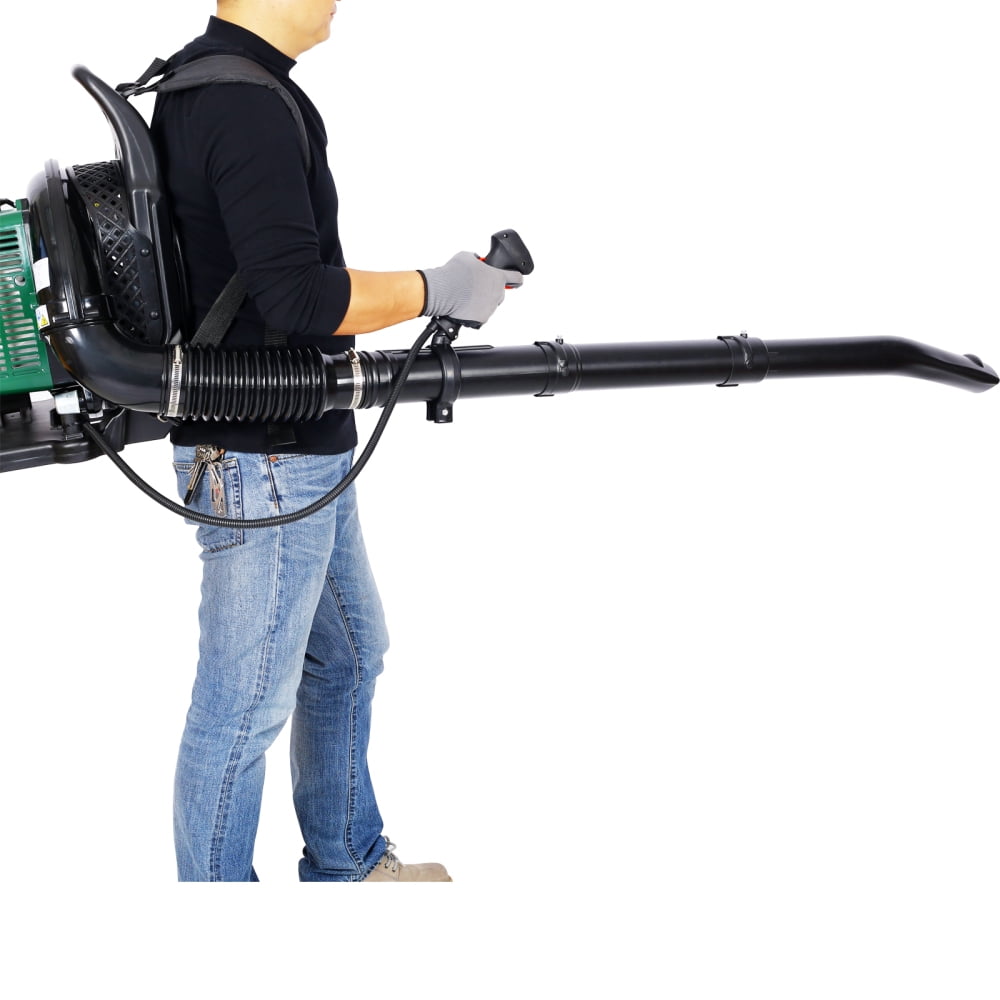 DECMAY 63.3CC Professional Backpack Leaf Blower - Heavy Duty 3.6HP Gas Powered with 750CFM Airflow (Green, Low Noise 103dB)