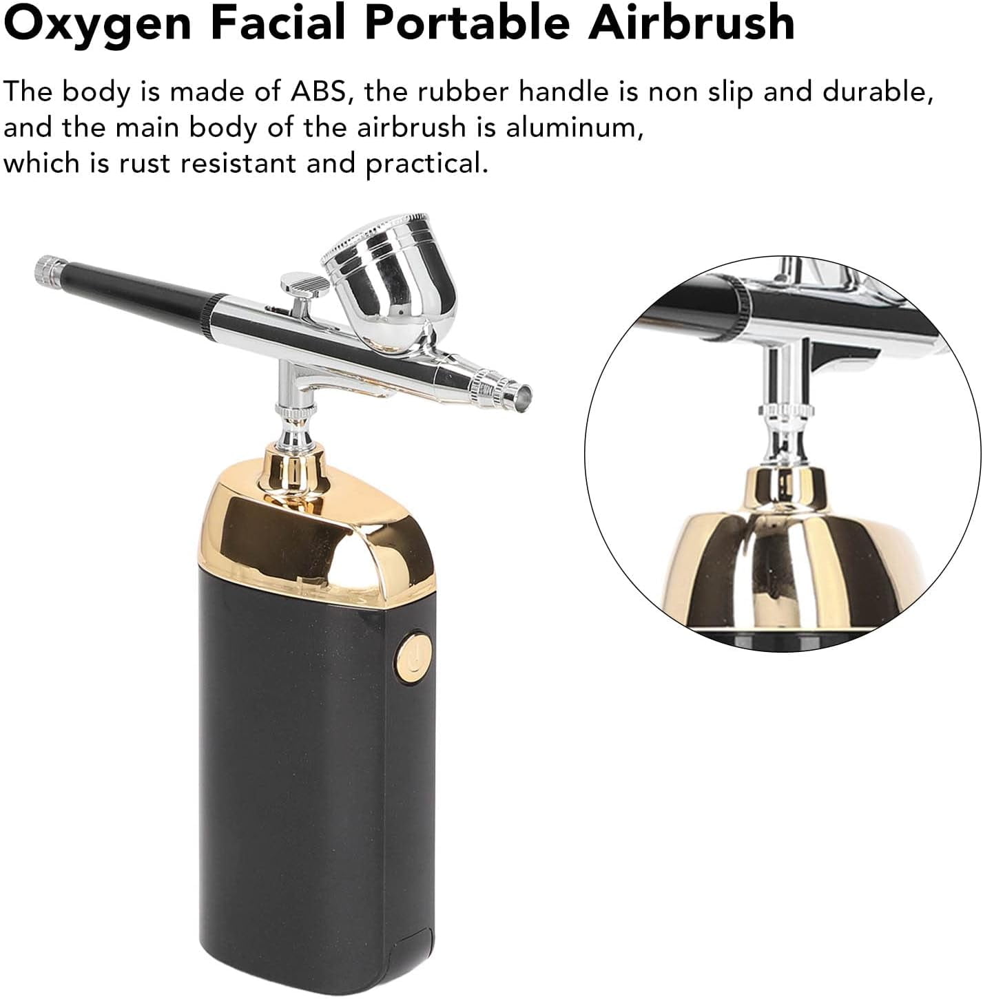 Oxygen Facial Portable Airbrush, Facial Mist Sprayer Facial Mister Device Mini Airbrush Kit Facial Mister for Cake Decoration(Black)