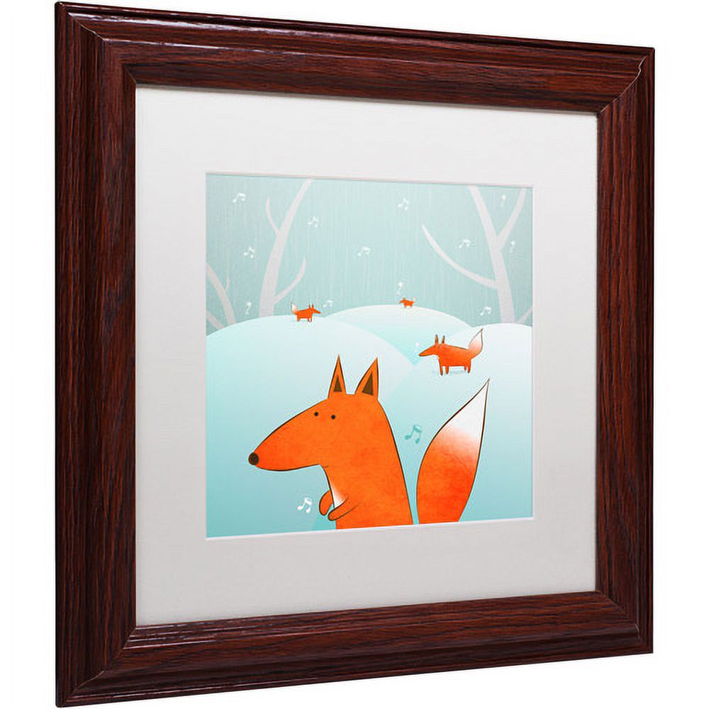 Trademark Fine Art "Winter Foxes" Canvas Art by Carla Martell, White Matte, Wood Frame