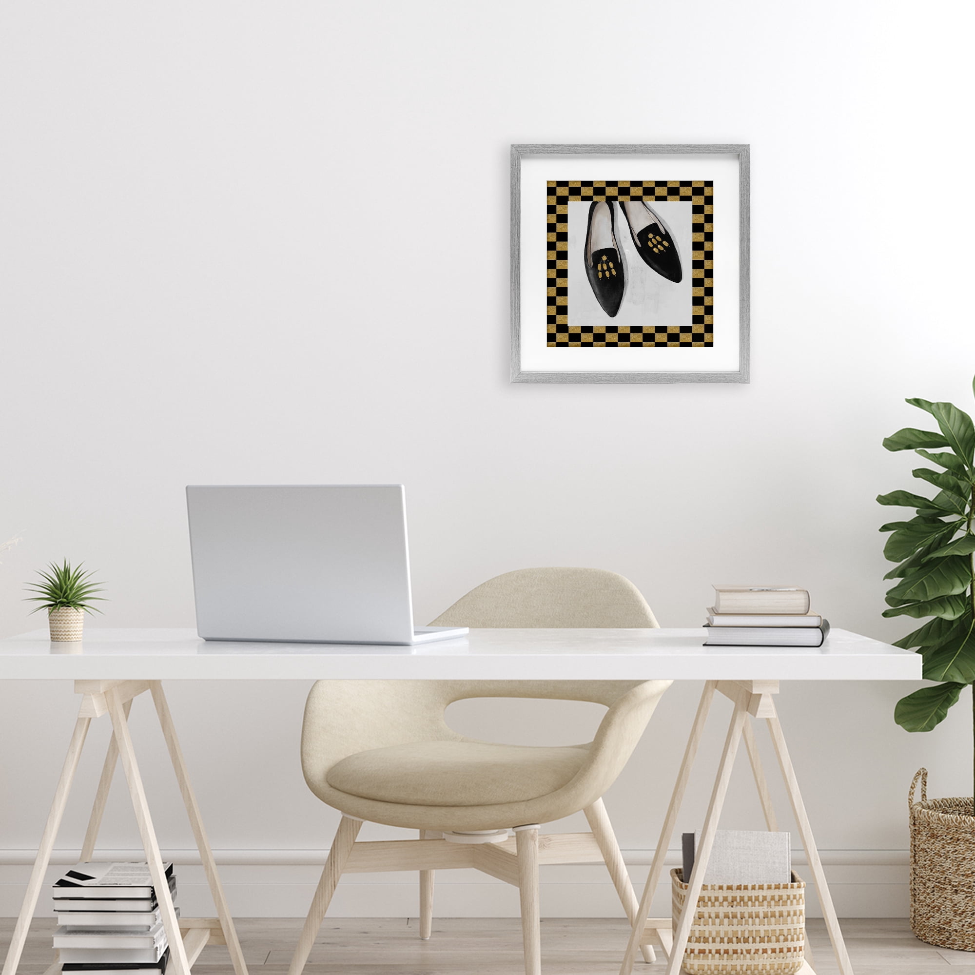 Stupell Industries Luxe Black Flats Gray Framed Print Under Glass, design by Lorenzo Collective