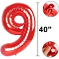 thumbnail image 2 of Red Number 9 Balloon 40 Inch Jumbo Mylar Foil Helium Balloon for 19 29 39 90 99 Birthday Party Decorations, Anniversary Supplies & Giant Number Displays Birthday Party Anniversary Supplie, 2 of 16