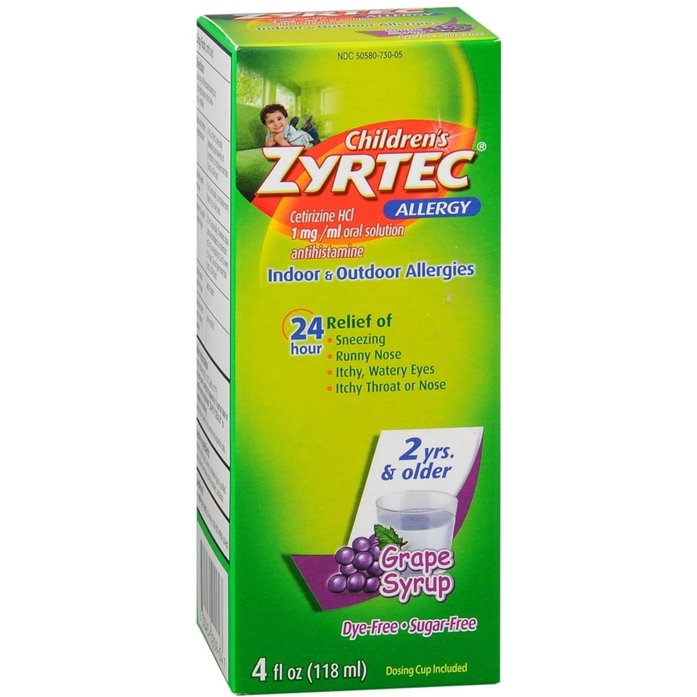 Zyrtec Children's Allergy Liquid Grape 4 oz (Pack of 4)