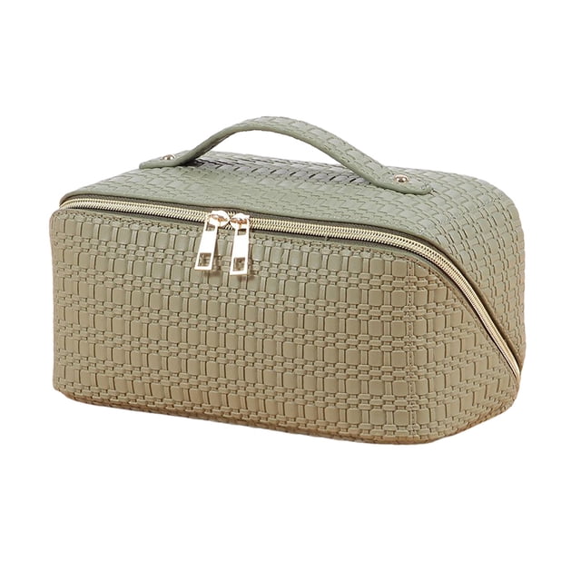 Bolsas De Maquillaje Bolsas de maquillaje de cuero PU con bolsa de cosméticos con cremallera para regalos navideños (verde) Tmvgtek Cuidado Belleza