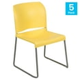 thumbnail image 2 of Flash Furniture HERCULES Series 5 Pack 880 lb. Capacity Yellow Full Back Contoured Stack Chair with Gray Powder Coated Sled Base, 2 of 16