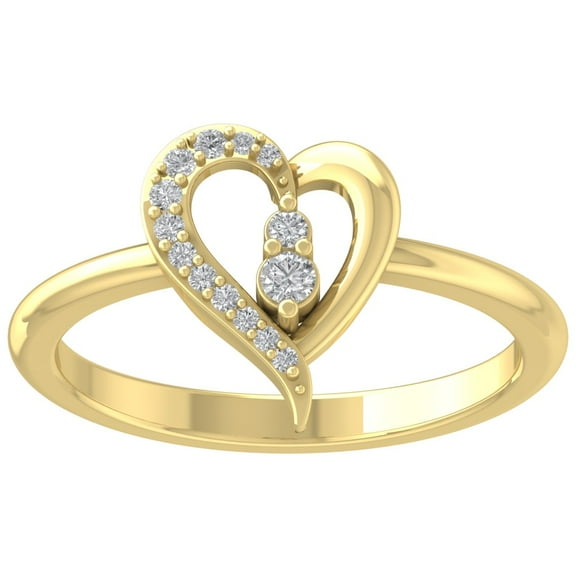 ARAIYA FINE JEWELRY 10K Yellow Gold Lab Grown Diamond Heart Shape Ring (1/10 cttw, D-F Color, VS Clarity), Size 7