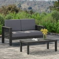 thumbnail image 3 of Christopher Knight Home® Acacia Wood Outdoor Loveseat and Coffee Table Set with Cushions, Dark Gray    RR, 3 of 19