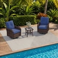 thumbnail image 6 of Clouddwell 3 Pieces Outdoor Patio Furniture Set, Rattan Wicker Sectional Swivel Rocker Chairs Sets, Blue/Brown, 6 of 8