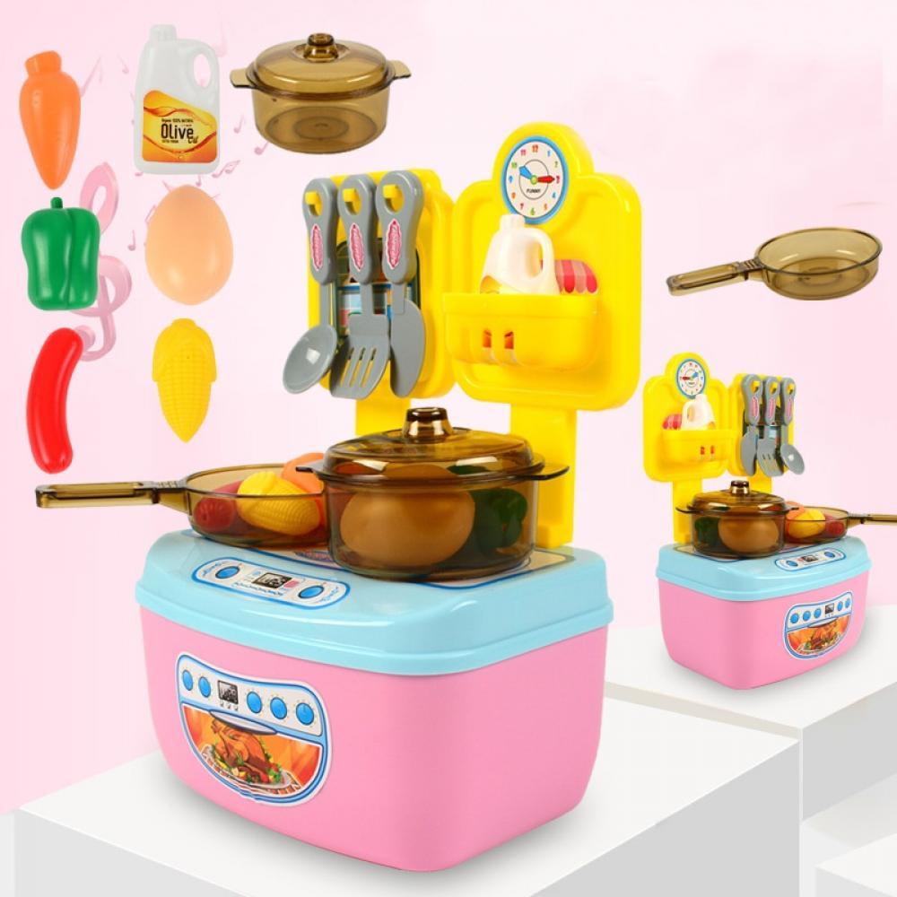 Kids Plastic Pretend Cooking Playset Kitchen Toys Cookware Play Set Toddler Gift 