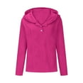 thumbnail image 6 of REUFTI Womens Casual Solid Color Long Sleeved Button Hooded Sweatshirt Tops,Sweatshirts For Women,Winter And Autumn Hoodies,Essentials Hoodie,Soft Fabric,Comfortable To Wear,Keep Warm, 6 of 6