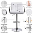 thumbnail image 3 of Yaheetech Tall Bar Stools Set of 2 Modern Square PU Leather Adjustable BarStools Counter Height Stools with Arms and Back Bar Chairs 360° Swivel Stool White, 3 of 5